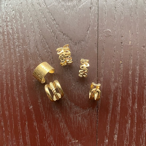 3/ $15 New 5PC C Shaped Ear Clips Set Curve Gold Decor Earrings Hollow Leaf Gold - Picture 7 of 16